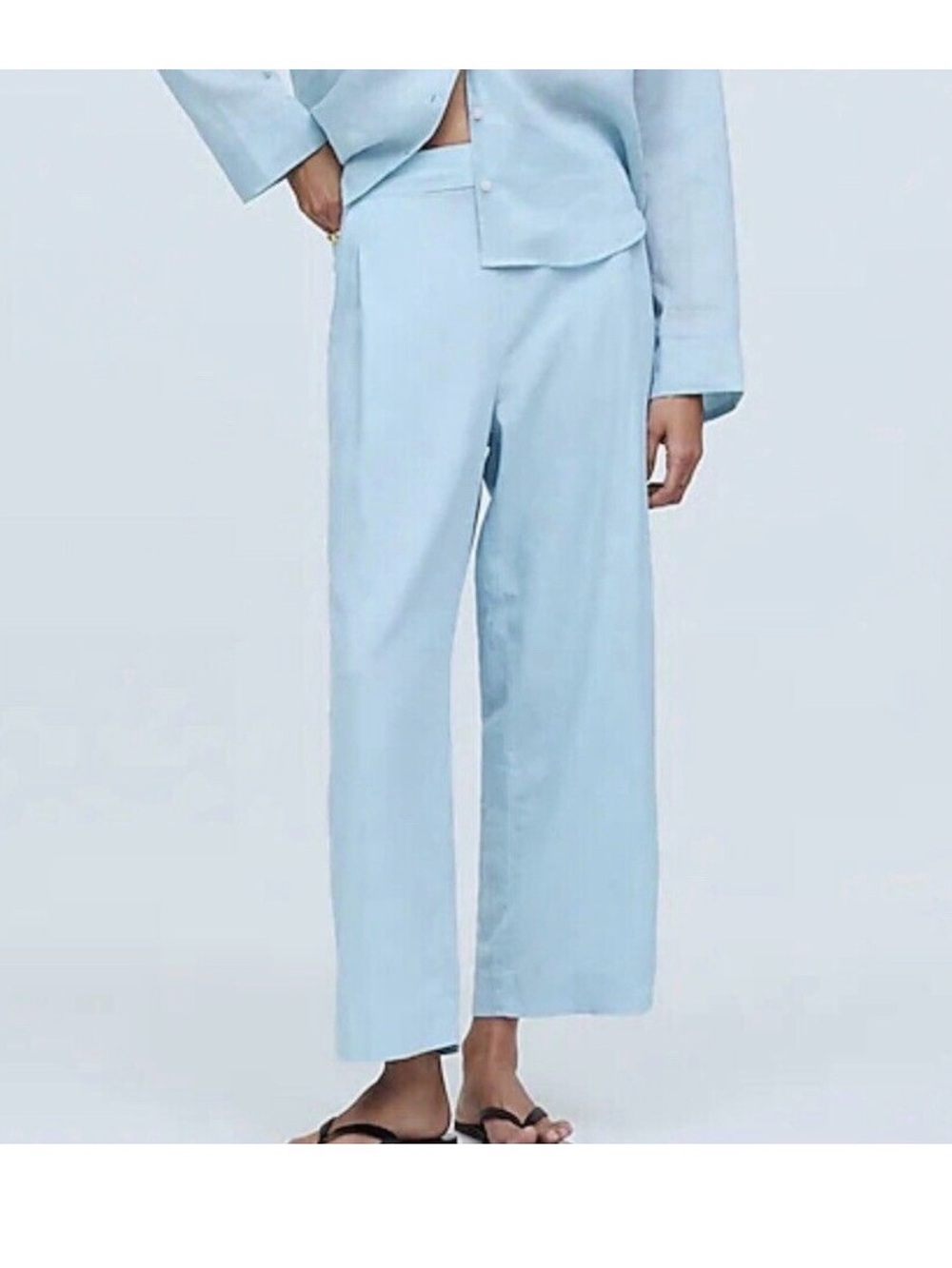 Madewell Pale Blue Wide-Leg Cropped Pants